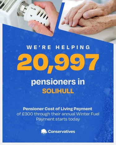 £300 Pensioner Cost of Living Payment for 20,997 pensioners in Solihull