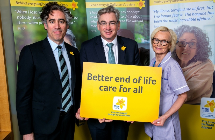 Julian Knight MP with Stephen Mangan and Patricia McDonnell.