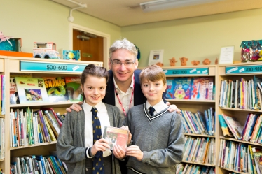 Julian Knight MP with pupils.