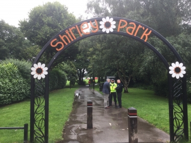 Julian Knight MP with police at Shirley Park.