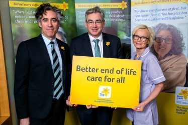 Julian Knight MP with Stephen Mangan and Patricia McDonnell.